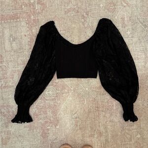 UO black top with lace sleeves